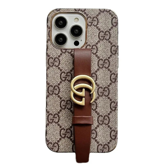 GG Luxurious Leather iPhone Case With Holder - The Luxe Case