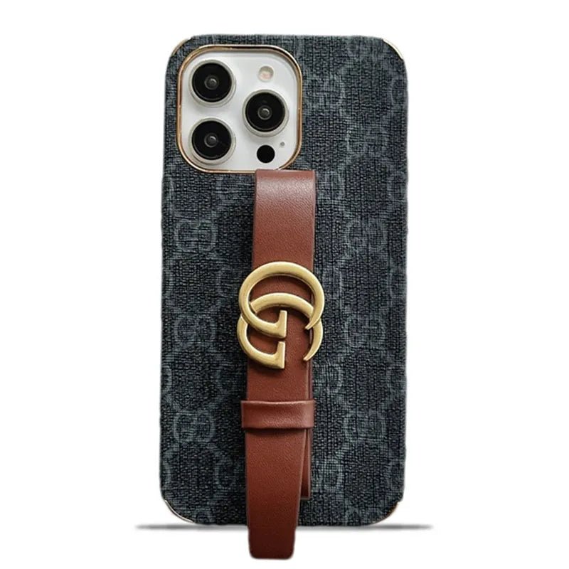 GG Luxurious Leather iPhone Case With Holder - The Luxe Case