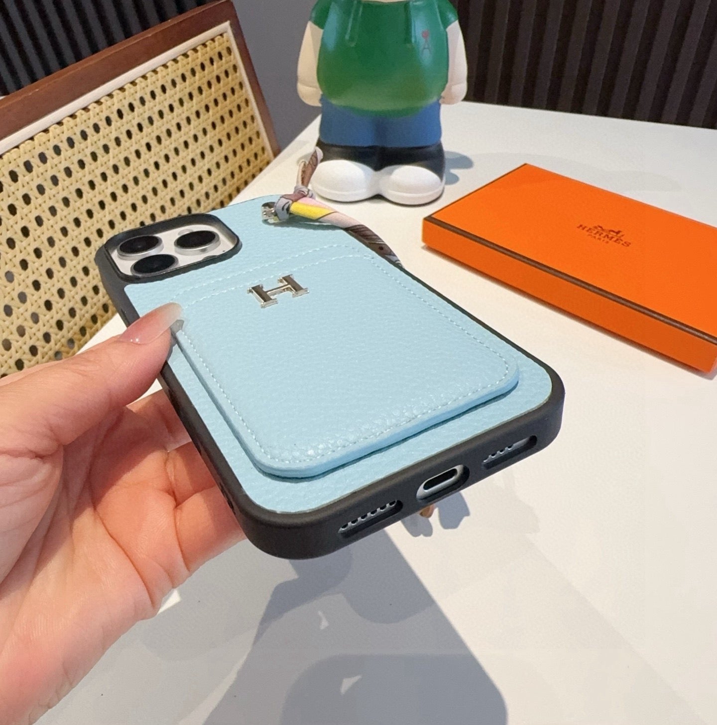 Hermès Style Luxury Leather Card Holder Phone Case | Wrist Strap & Horse Charm - The Luxe Case