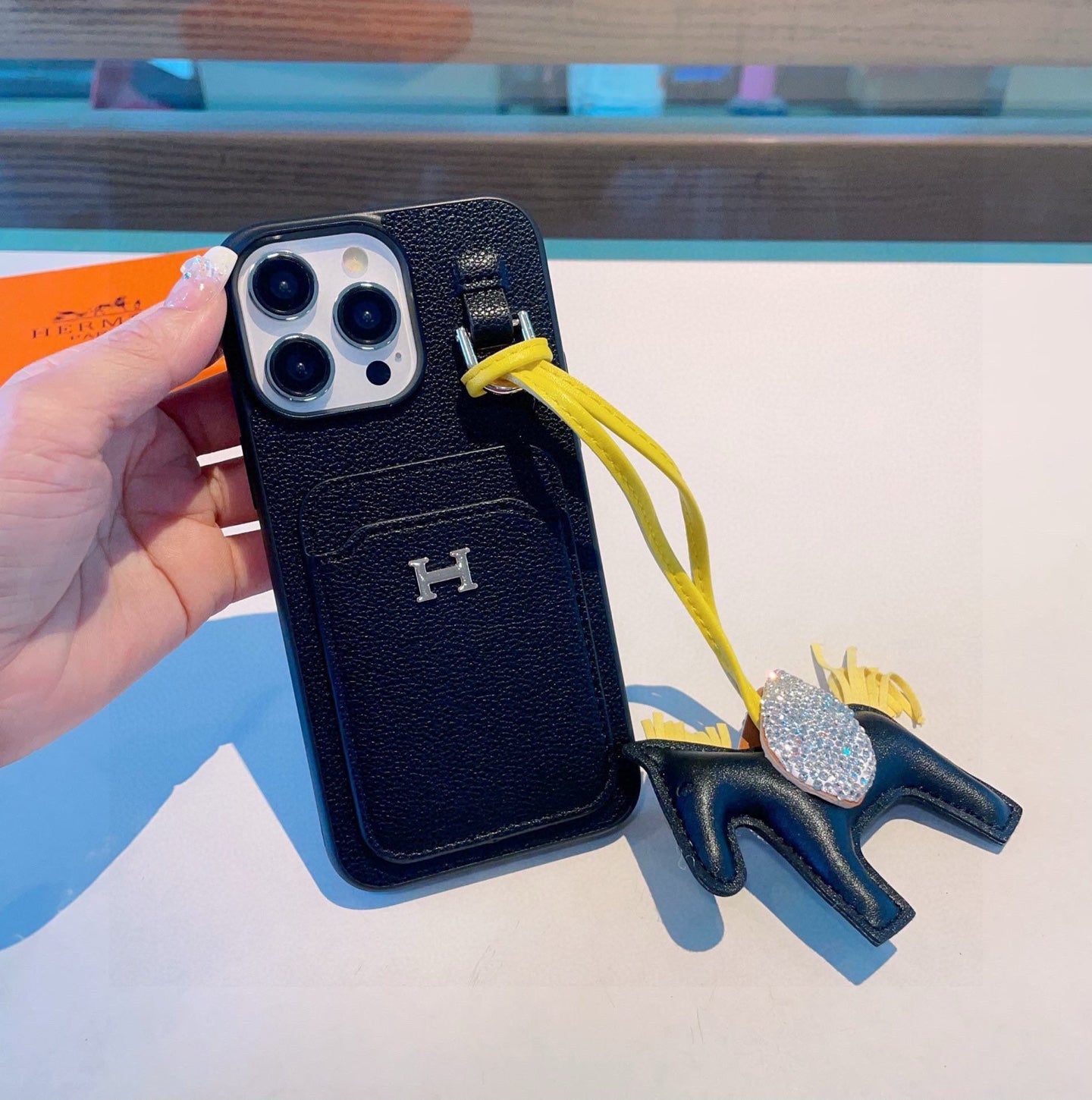 Hermès Style Premium Leather Card Holder Phone Case - The Luxe Case