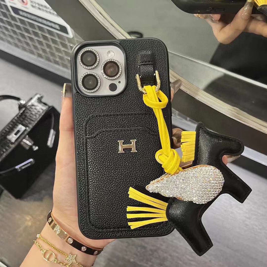 Hermès Style Premium Leather Card Holder Phone Case - The Luxe Case