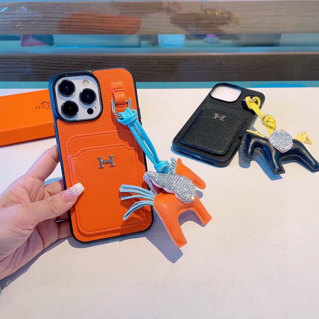 Hermès Style Premium Leather Card Holder Phone Case - The Luxe Case