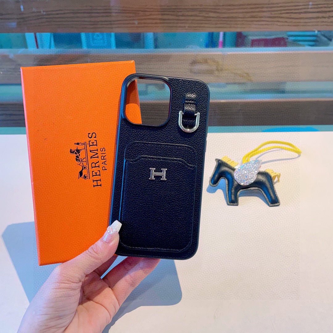 Hermès Style Premium Leather Card Holder Phone Case - The Luxe Case