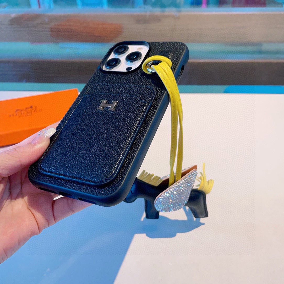 Hermès Style Premium Leather Card Holder Phone Case - The Luxe Case