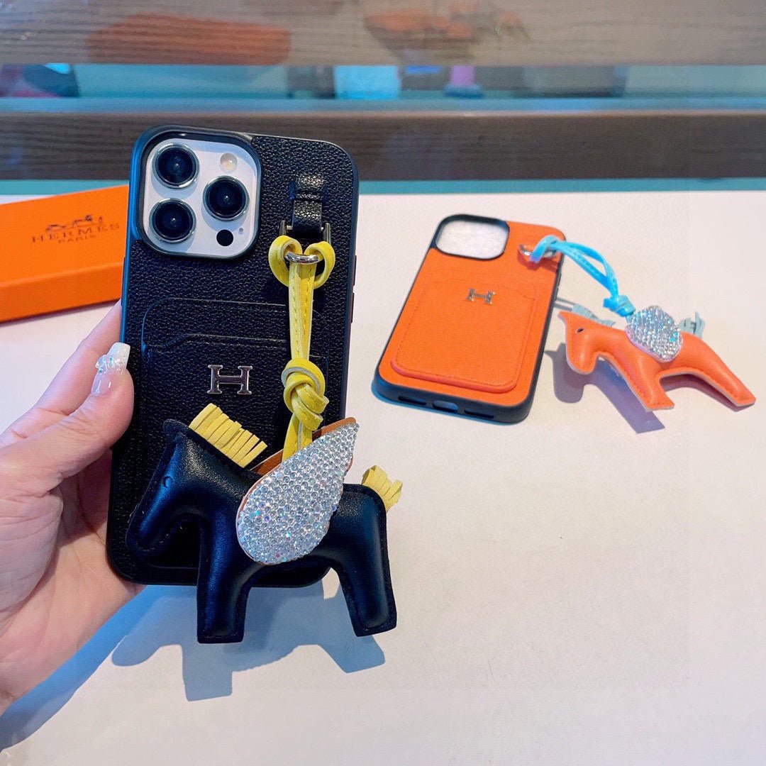 Hermès Style Premium Leather Card Holder Phone Case - The Luxe Case