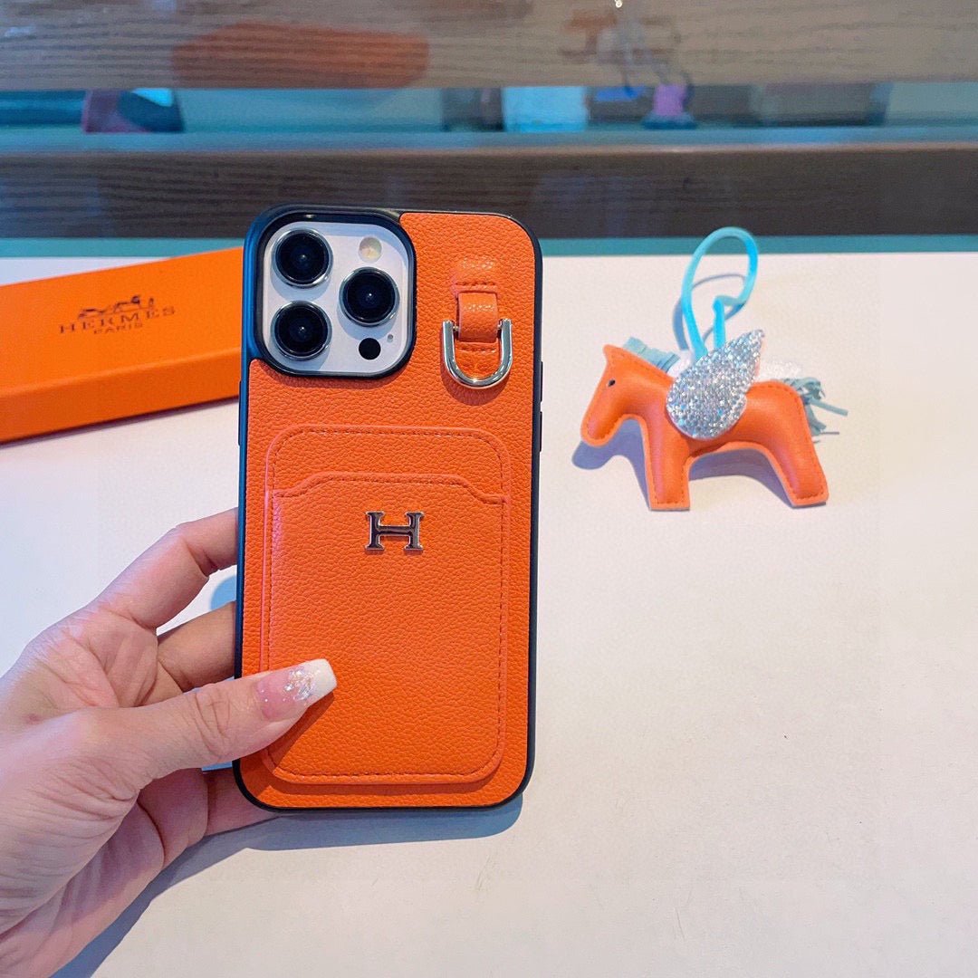 Hermès Style Premium Leather Card Holder Phone Case - The Luxe Case