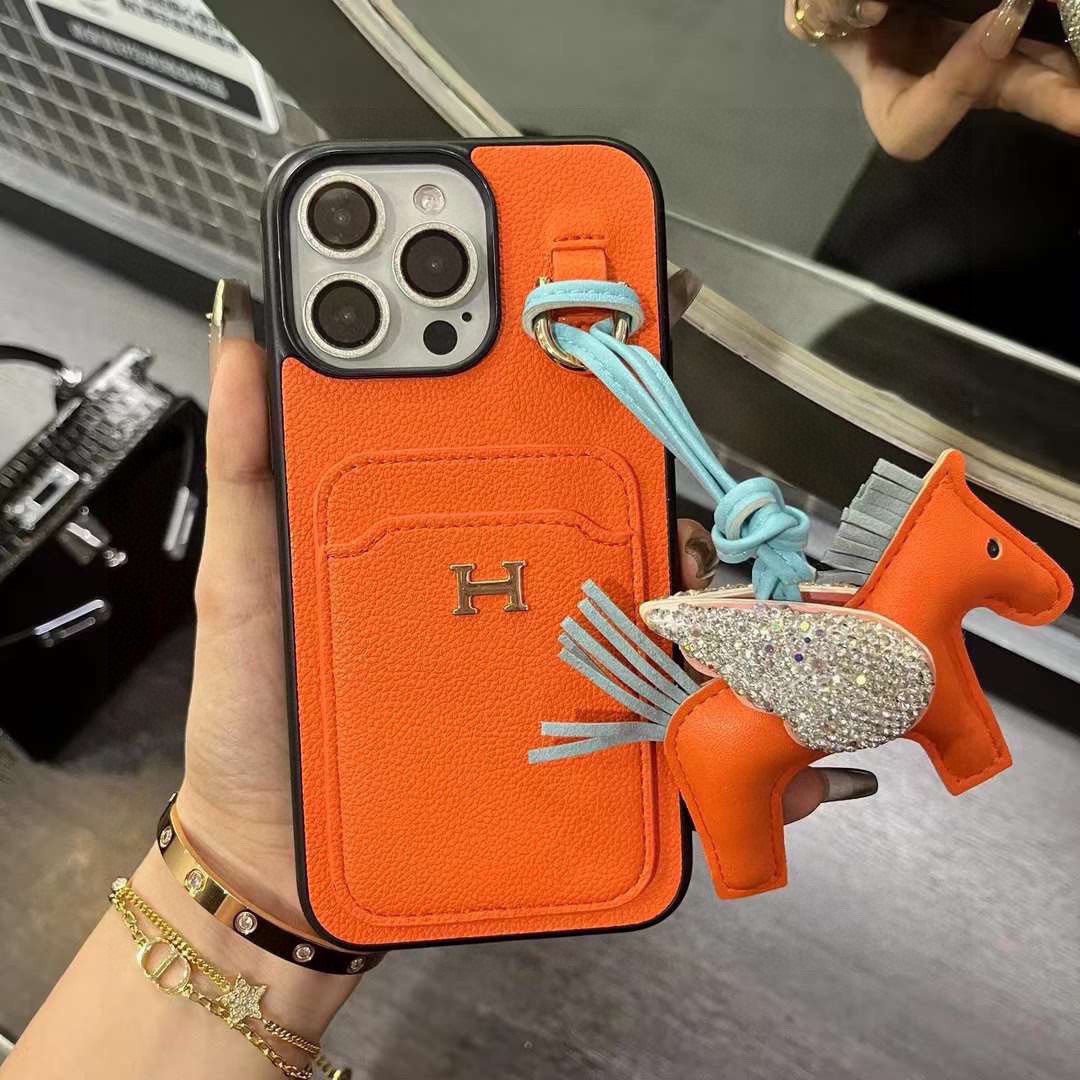 Hermès Style Premium Leather Card Holder Phone Case - The Luxe Case