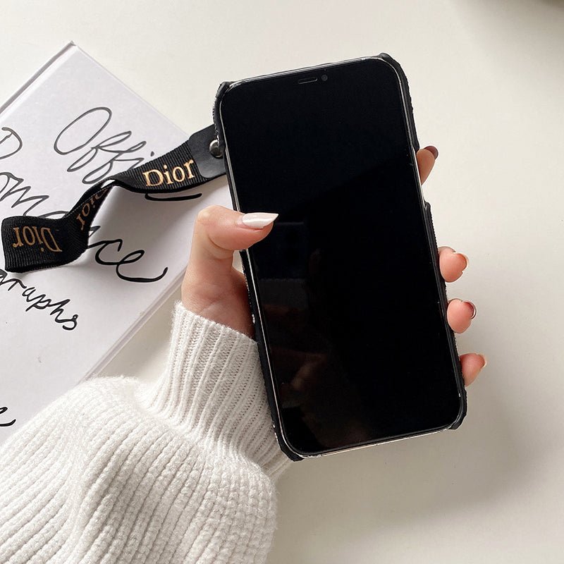 Luxury CD Black iPhone Case With Strap - The Luxe Case