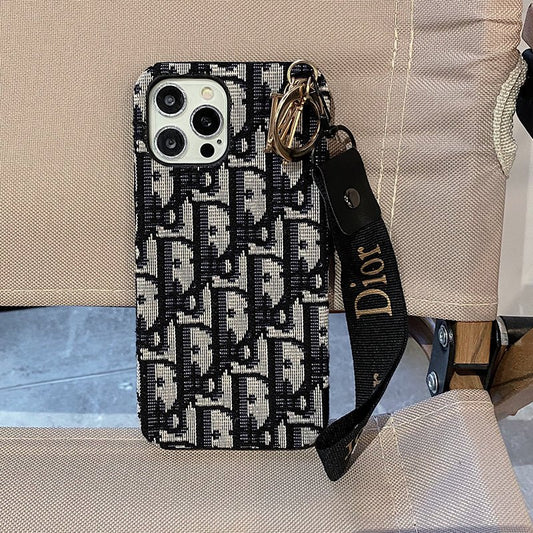 Luxury CD Black iPhone Case With Strap - The Luxe Case