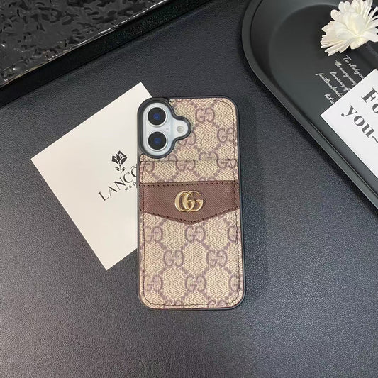 LV & GG Luxury Monogram iPhone Case with Card Holder - The Luxe Case