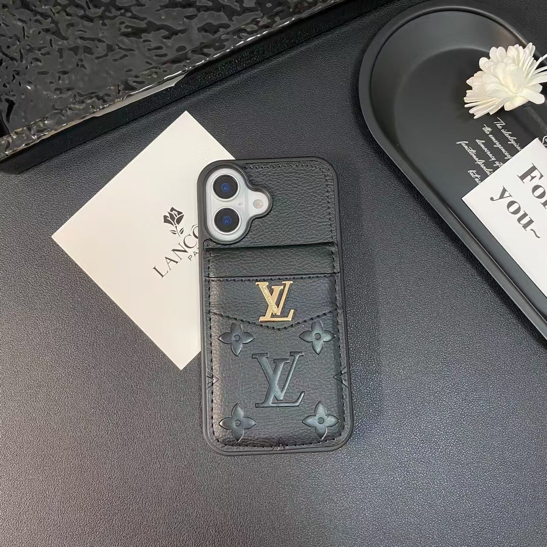 LV & GG Luxury Monogram iPhone Case with Card Holder - The Luxe Case