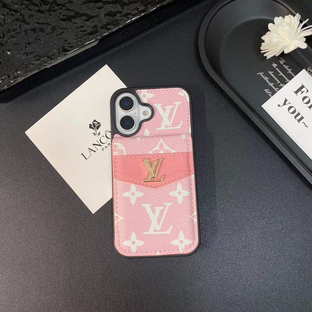 LV & GG Luxury Monogram iPhone Case with Card Holder - The Luxe Case