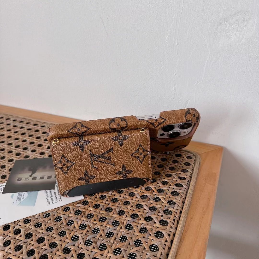 LV Monogram iPhone Case Luxury Edition with Card Holder - The Luxe Case