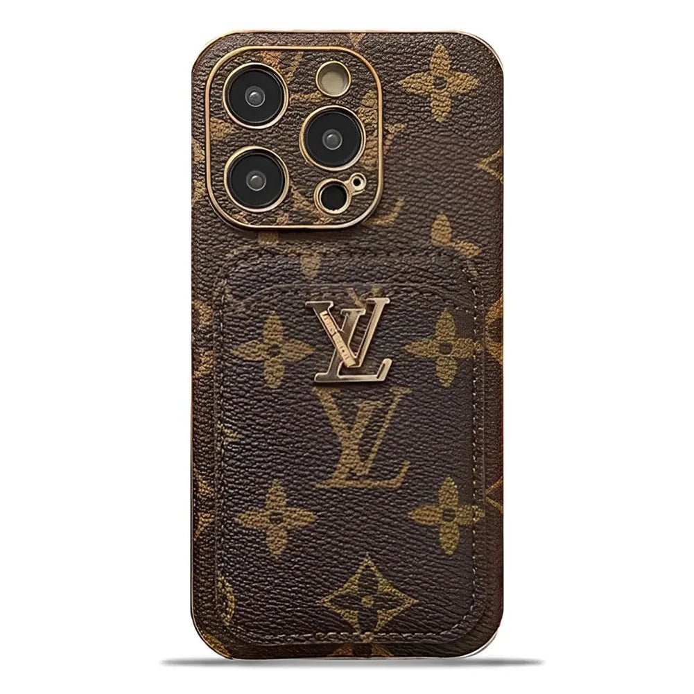 Monogram L Vintage Leather iPhone Wallet Case With Card Holder - The Luxe Case