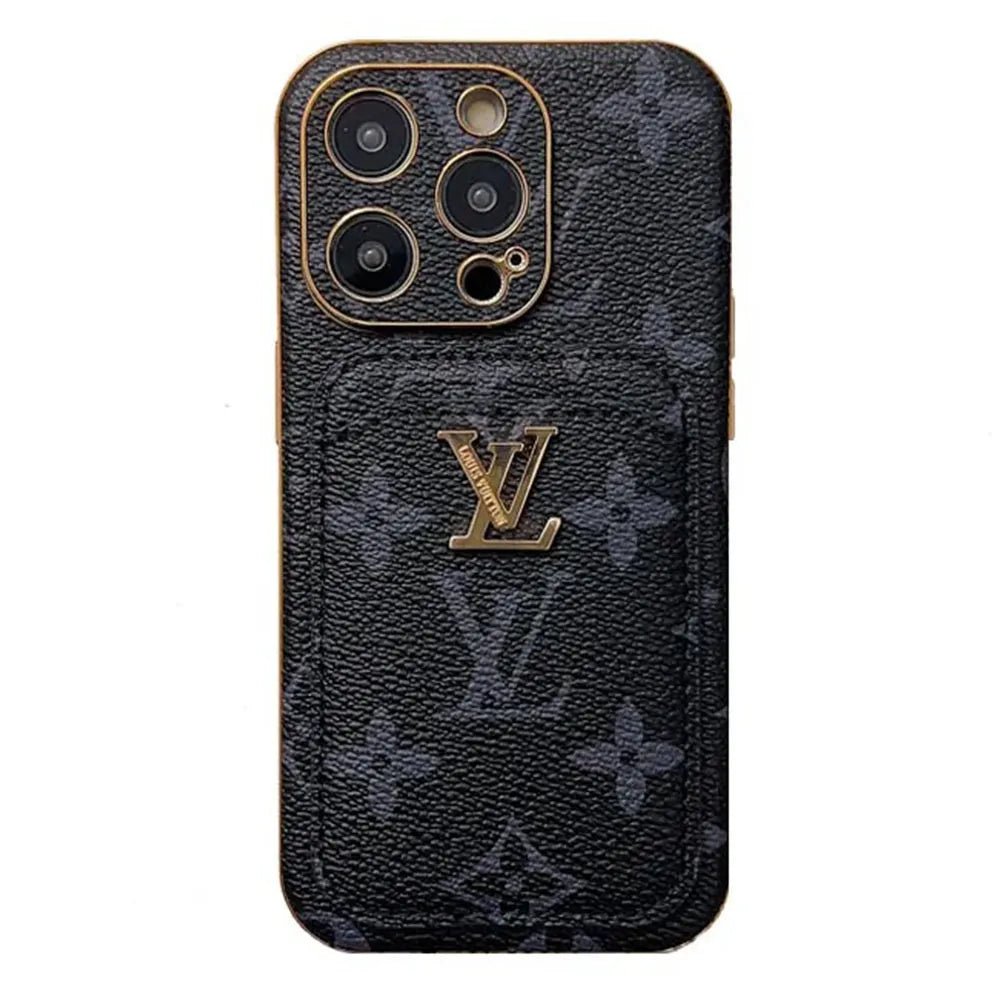 Monogram L Vintage Leather iPhone Wallet Case With Card Holder - The Luxe Case