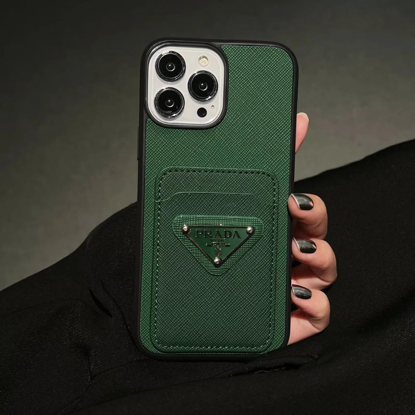 PD Acrylic Metal Triangle Label PR iPhone Wallet Case - The Luxe Case