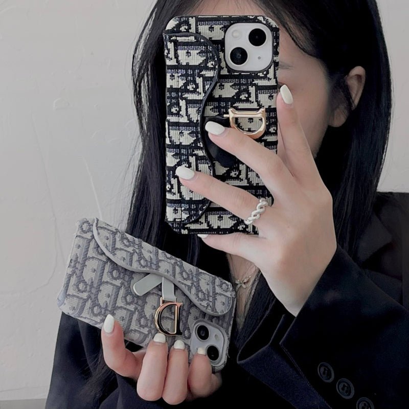 Personalized CD Black iPhone Case With Card Holder - The Luxe Case